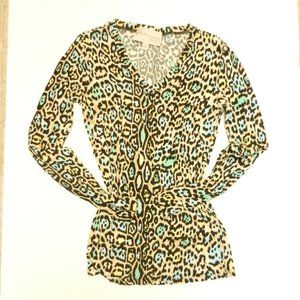 Animal Print V neck Knit Sweater